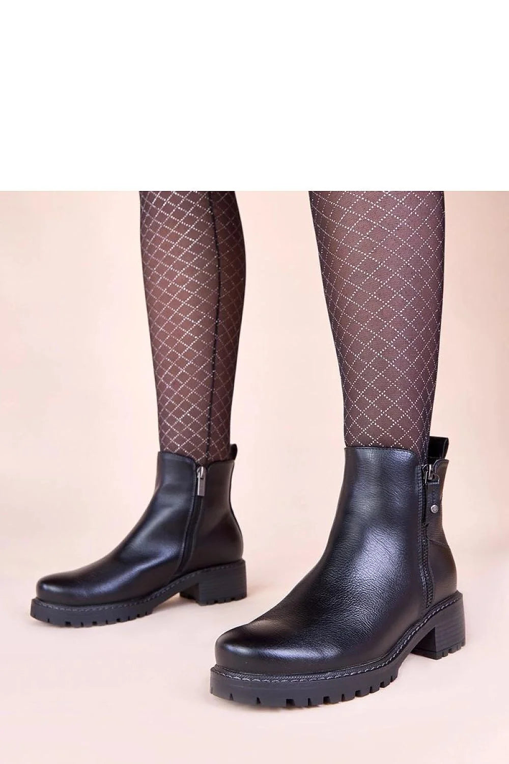 bottines Terina noires cuir cheville talon bas carré fermeture zippée latérale semelle crantée antidérapante élégantes confortables urbaines résistantes