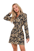 Robe de jour Moe veste col manches longues robe fermée boutons ceinture matériau élasthanne polyester taille S M L XL XXL