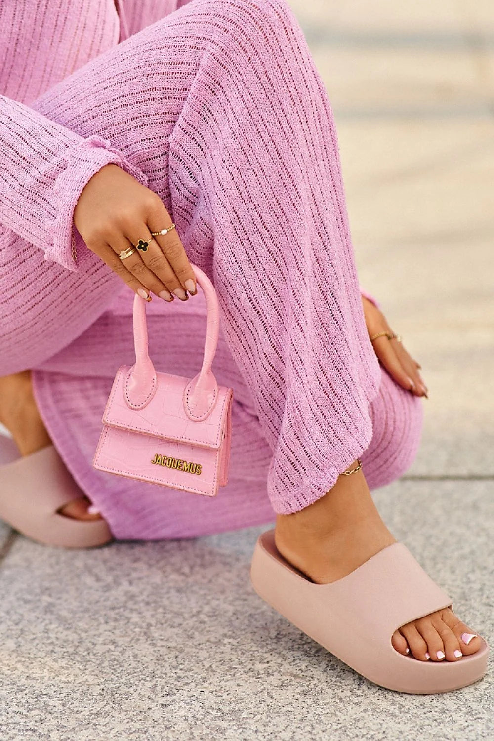 Mules féminines décontractées design minimaliste rose pâle semelle épaisse amorti confortable chaussures été printemps femmes