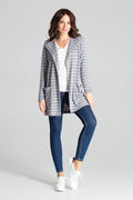 Cardigan femme maille rayée douillette style casual capuche poches pratiques pour quotidien et loisirs