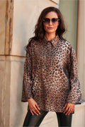 Blouse féminine audacieuse imprimé léopard manches longues col classique coupe ample tissu souple occasion spéciale mode intemporelle