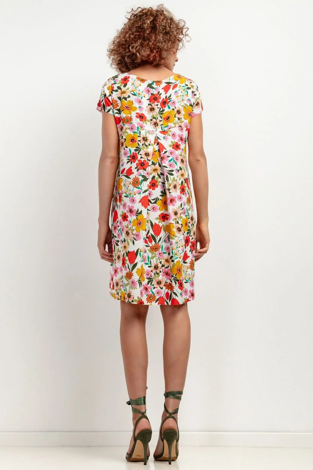 Robe Casual Femme Manches Courtes Imprimé Floraux Éclatant Design Élégant Coupe Droite Matière Légère Confort Maximal Occasions Décontractées
