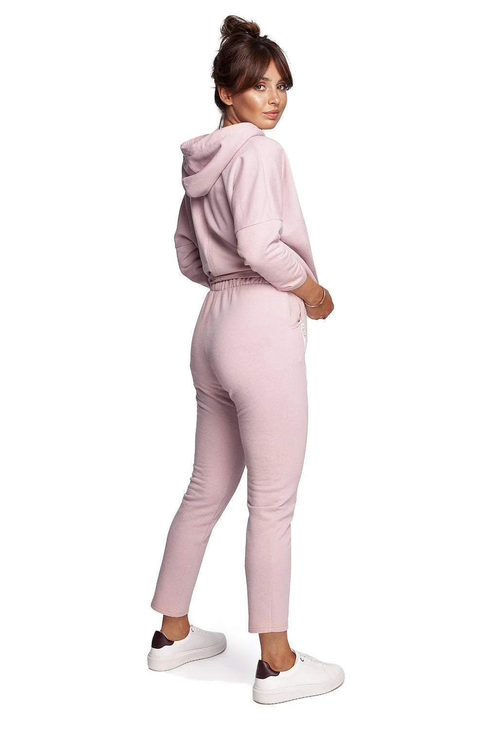Pantalon survêtement Be Wear robe hoodie rose pâle taille élastique poches zippées jogging athleisure femme