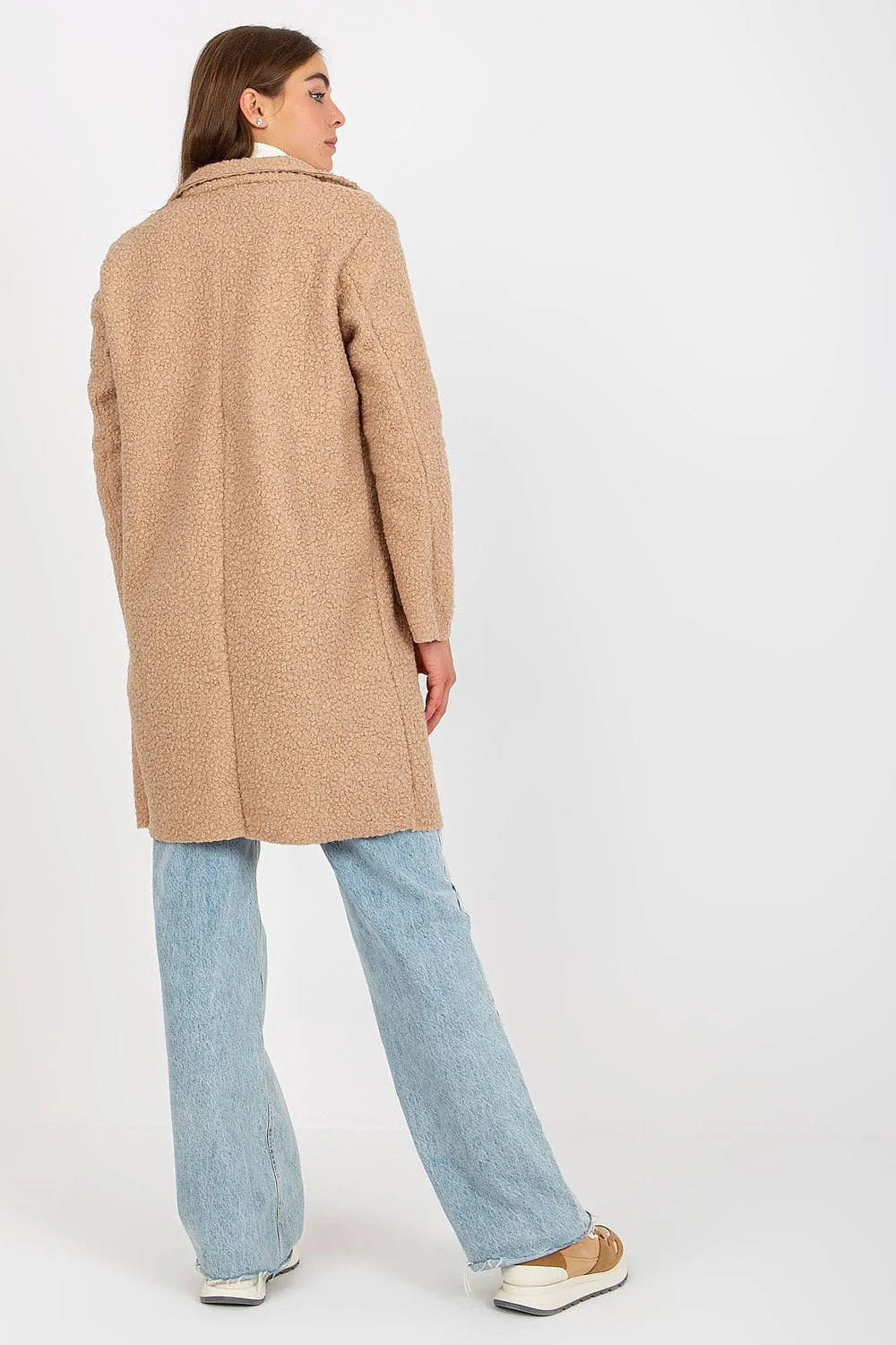 Manteau Och Bella pour femme rouge vif manches longues poches plaquées coupe droite style moderne intemporel polyester 100% taille universelle