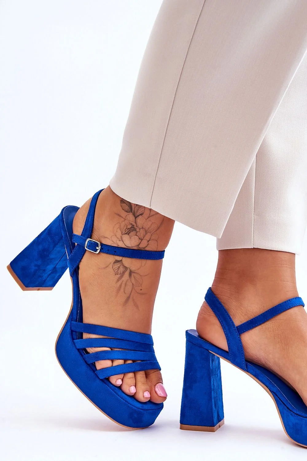 sandales talons aiguille femmes style rétro suédine ajustables cheville bleu vif élégantes confortables semelle caoutchouc brides boucle haute soirée estivales