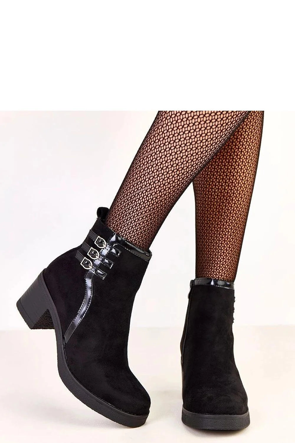 bottines femme cuir suédé écologique bout rond talon bloc moyen semelle crantée épaisse doublure chaude