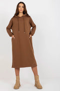 Robe sweat-shirt femme confortable manches longues capuche coton marron taille universelle occasion quotidienne
