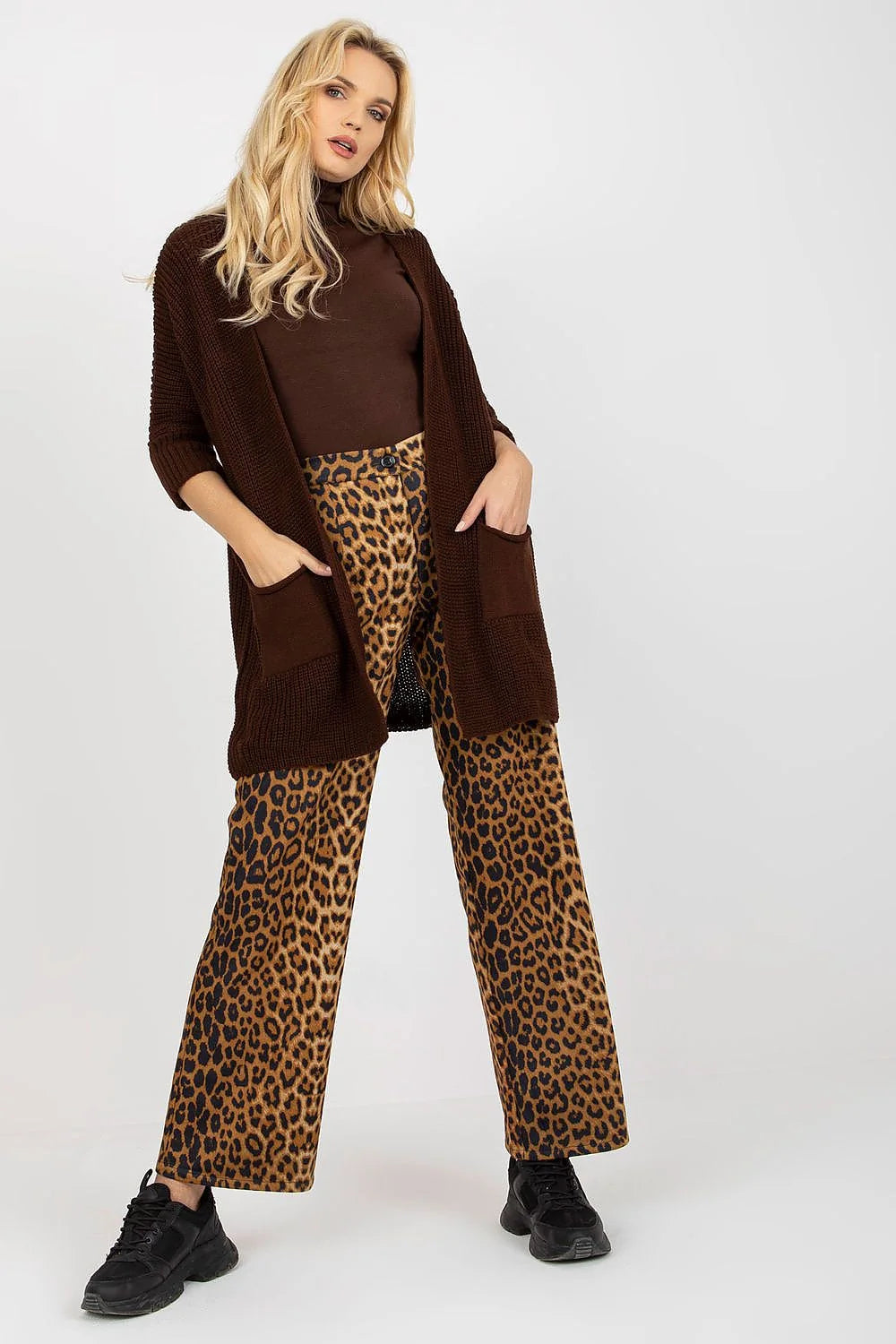 cardigan long femme maille texturée oversize coupe ouverte manches trois quarts retroussées poches plaquées côtelé épais confortable polyvalent automne hiver