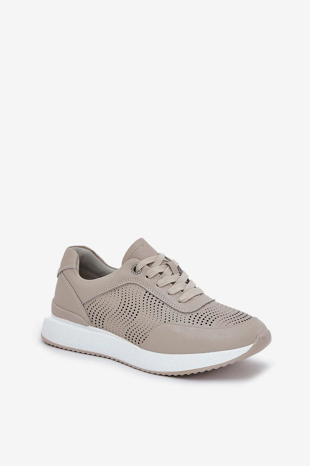 Chaussures de sport pour femmes en cuir naturel élégantes et modernes avec perforations, semelle blanche et confort maximum