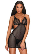Nuisette en dentelle noire ajustée sexy et glamour avec broderies florales transparence bretelles réglables