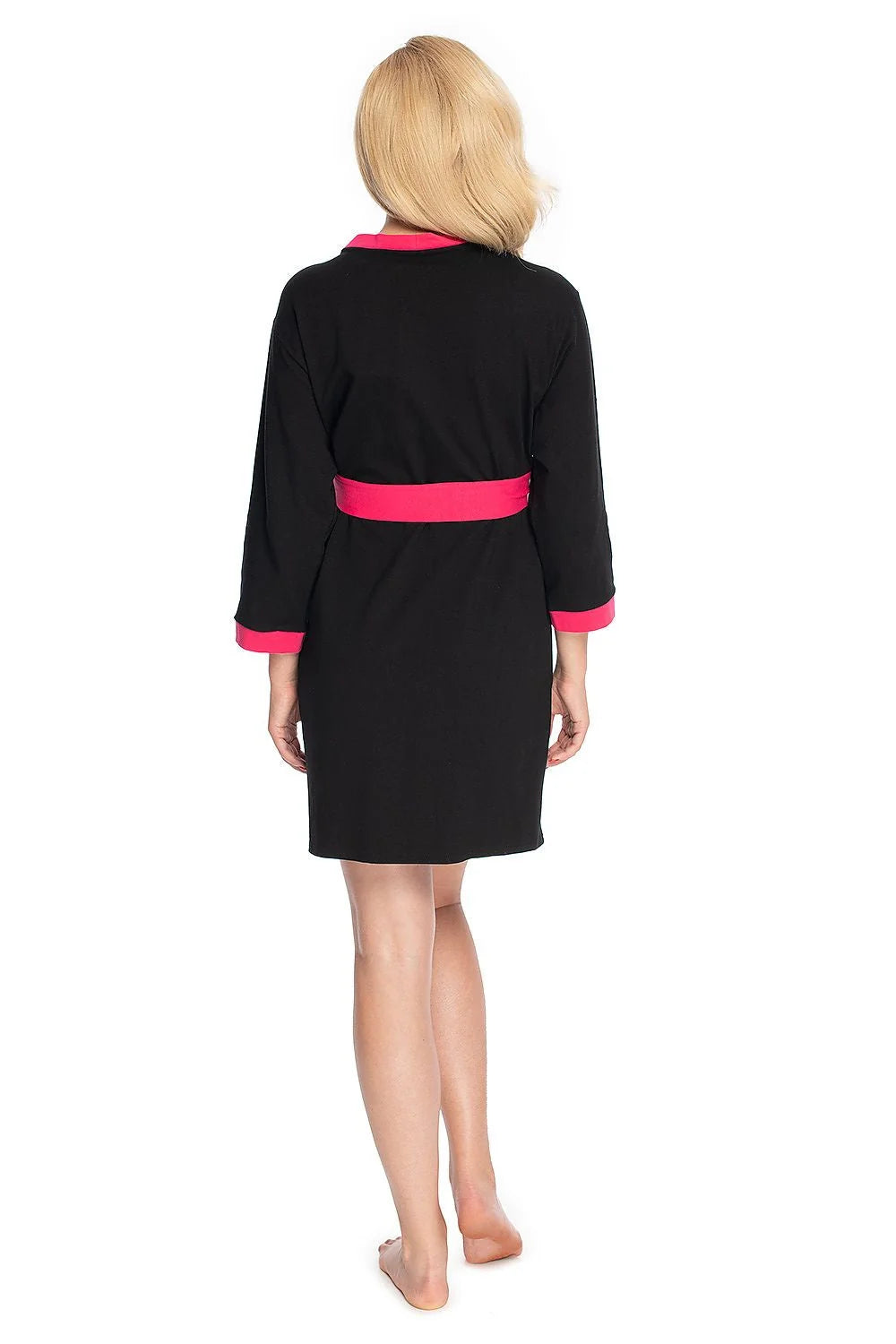 Peignoir de maternité coton élasthanne élégant et confortable noir rose pour futures mamans style