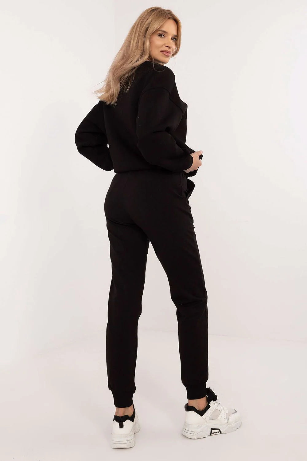 pantalon survêtement femme taille haute coton stretch molleton doux épais coupe décontractée poches latérales bas resserrés cordon dorés