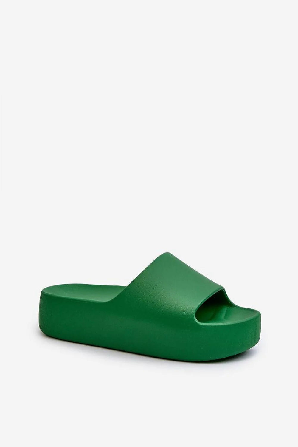 Sandales ouvertes pour femmes style minimaliste moderne semelle épaisse 5 cm couleur verte vive caoutchouc respirant tongs été