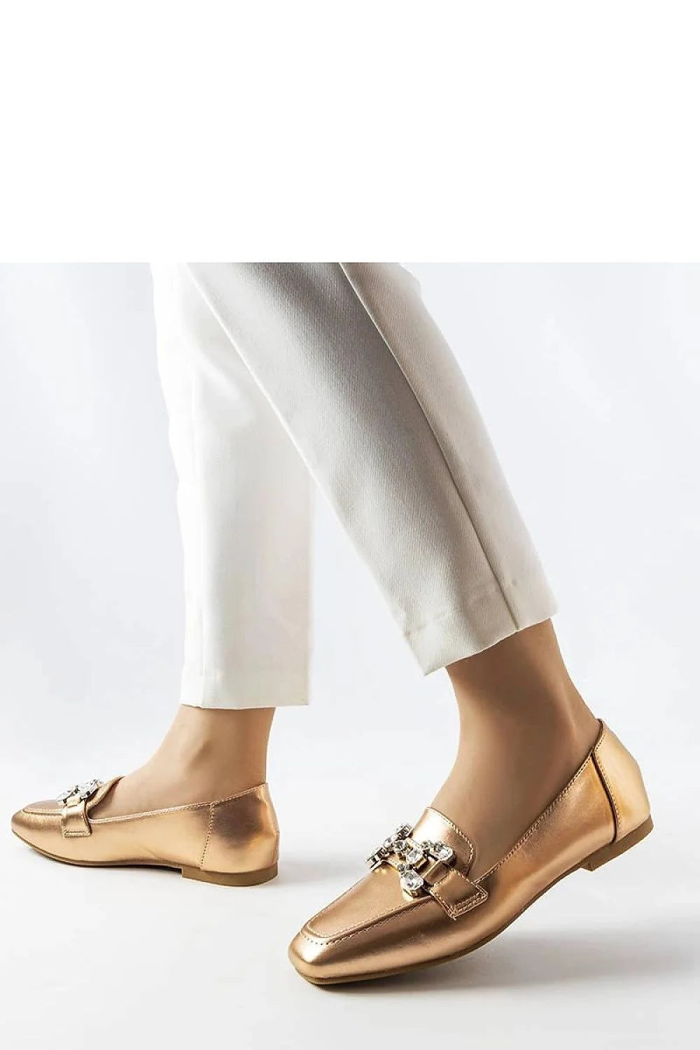Moccasins Marechal classique moderne doré strass cuir écologique femmes été élégance confort portée facile