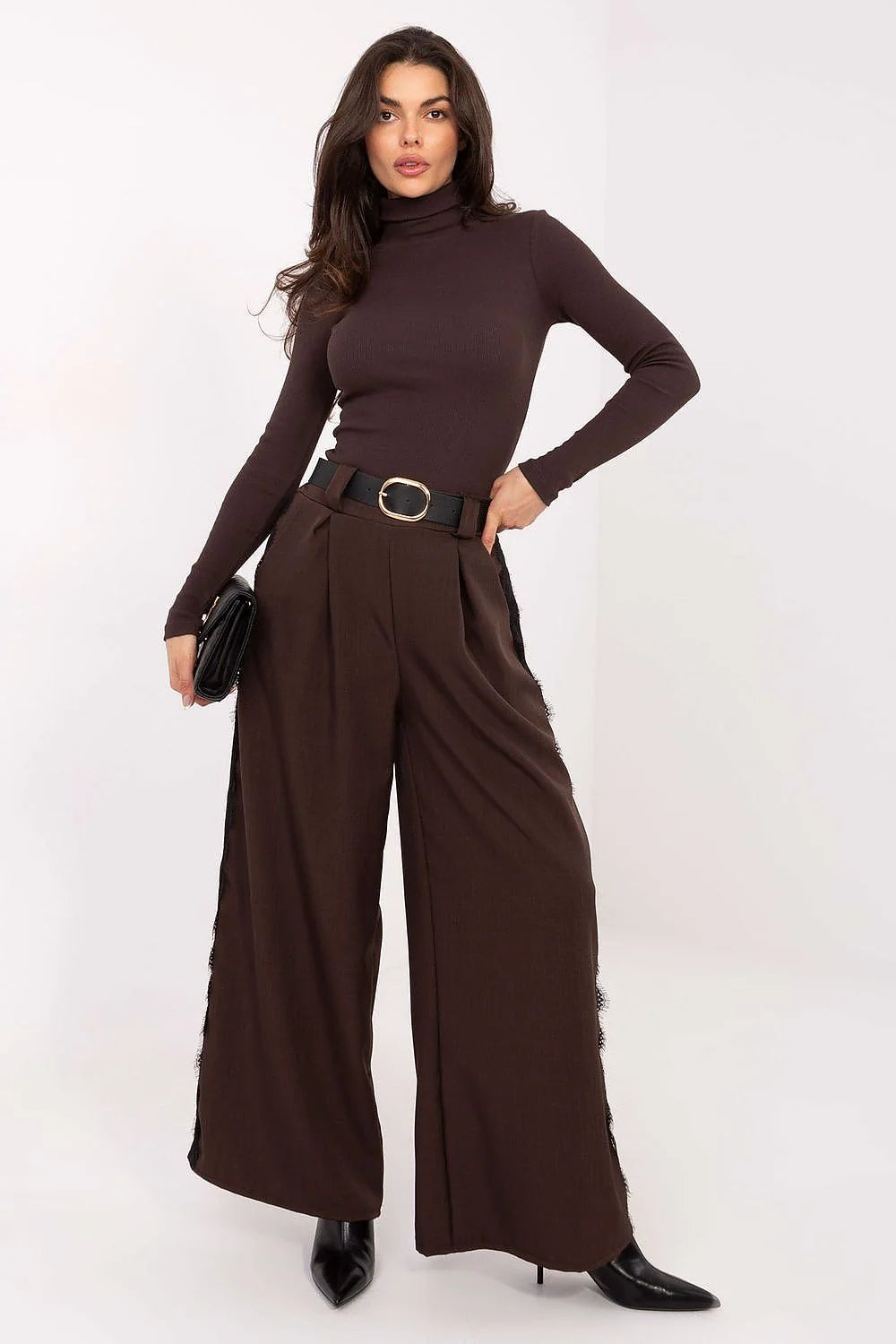 pull col roulé côtelé marron femme manches longues slim maille fine stretch coton élasthanne doux ajusté