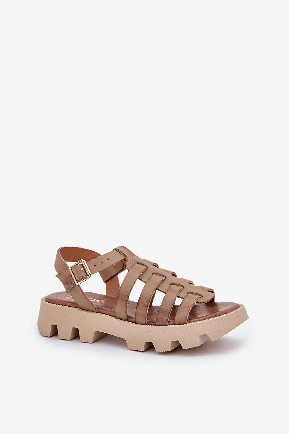 Sandales Step in style pour femmes, style moderne et audacieux, cuir naturel, semelle épaisse, ajustement parfait, couleurs taupe et beige, tailles 36-40, été 2023