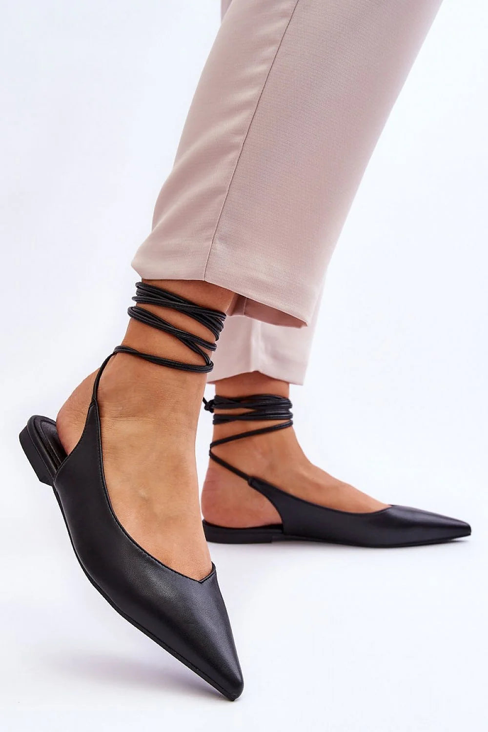 Ballerines plates design élégant cuir écologique lanières ajustables talon plat semelle antidérapante femmes occasion décontractée