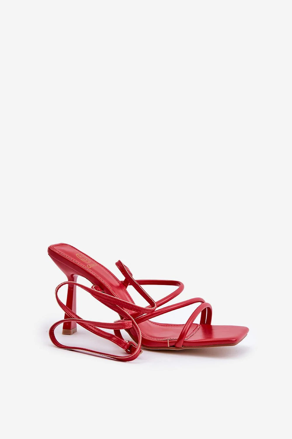 Sandales à talons design élégant talon aiguille lanières croisées femmes cuir artificiel rouge vif occasion soirée ajustable
