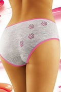 Culotte femme coton confortable motif pattes de chat gris rose taille basse quotidienne élégante