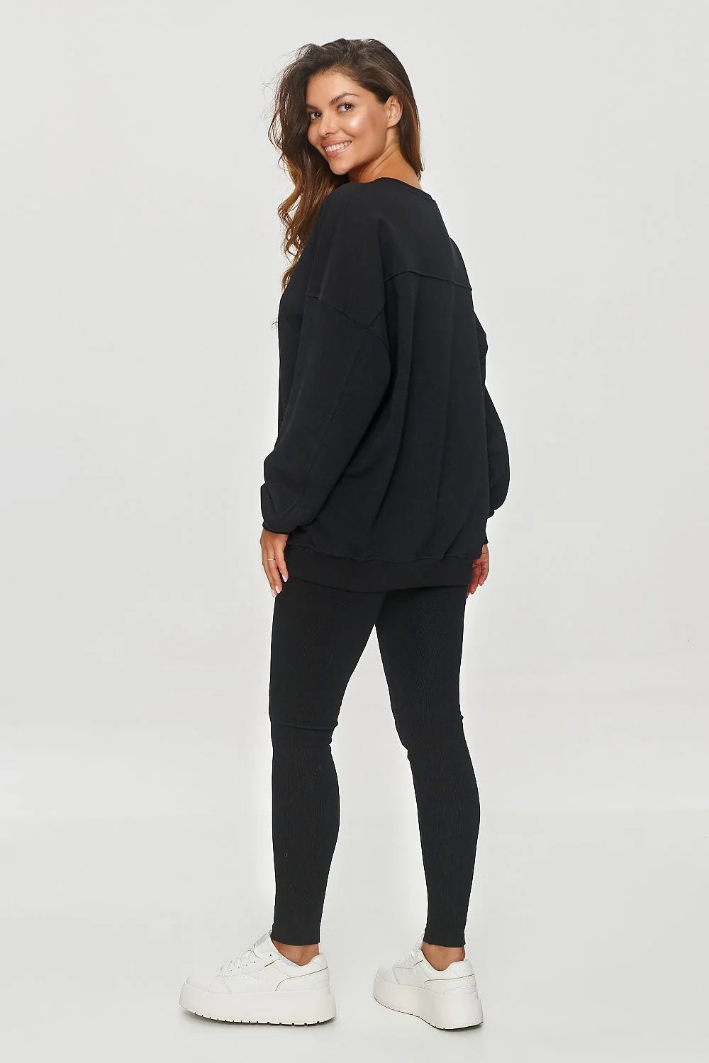 Makadamia leggings femme noir taille haute coupe ajustée longs chevilles élastique extensible côtelé maintien galbant athleisure confortable polyvalent