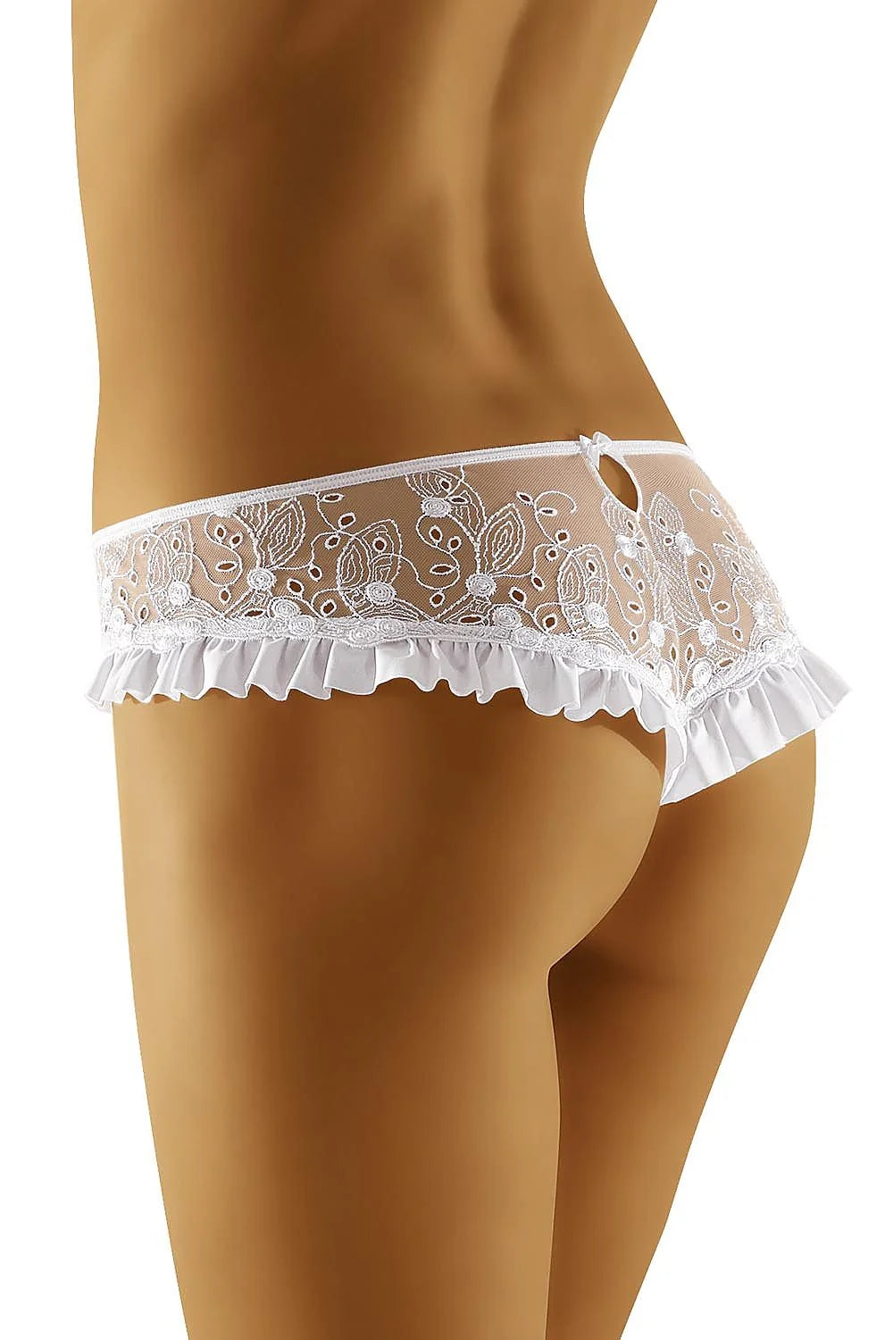 Sous-vêtement féminin shorty dentelle transparente fleurs coupe basse élégant confortable taille ajustable