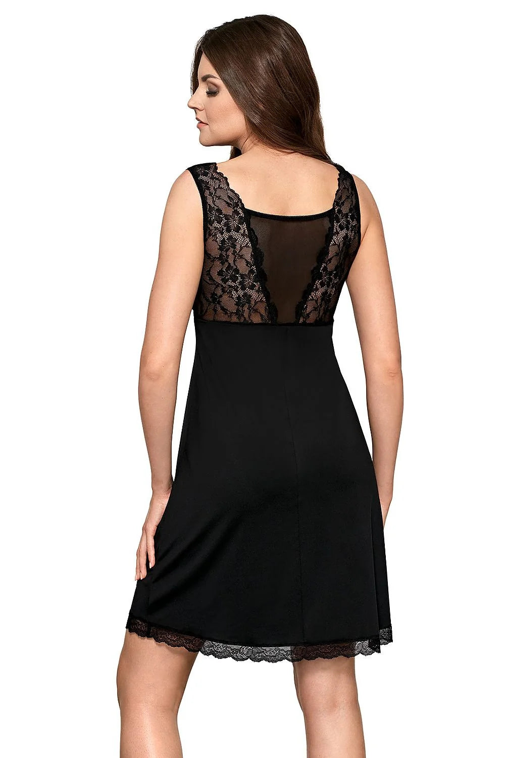 Nuisette en dentelle noire romantique élégante confortable avec nœud floral pour nuits sensuelles et féminines