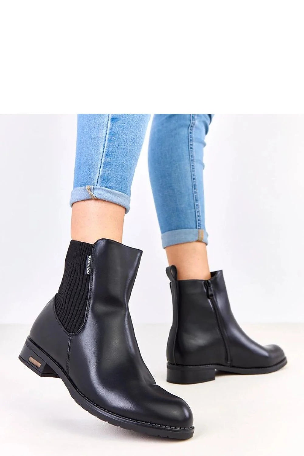 bottines chelsea femme mi cheville noir cuir artificiel haute qualité bout rond talon bas 3cm empiècement élastique côtelé fermeture éclair