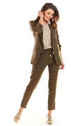 Ensemble blazer pantalon femme kaki beige élégant décontracté confort moderne travail sortie casual chic