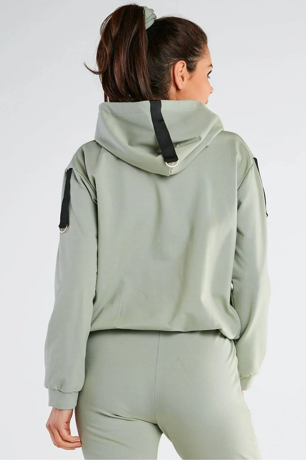 Ensemble de Sport Coton Décontracté Moderne Confortable Bleu Turquoise Capuche Poches Femmes Mode Pantalon