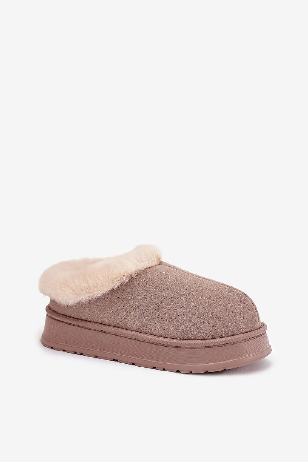 pantoufles femme suédine écologique douce douillet fourrure crème doublée chaude légères confortables antidérapantes plateforme épaisse mules cocooning slipon