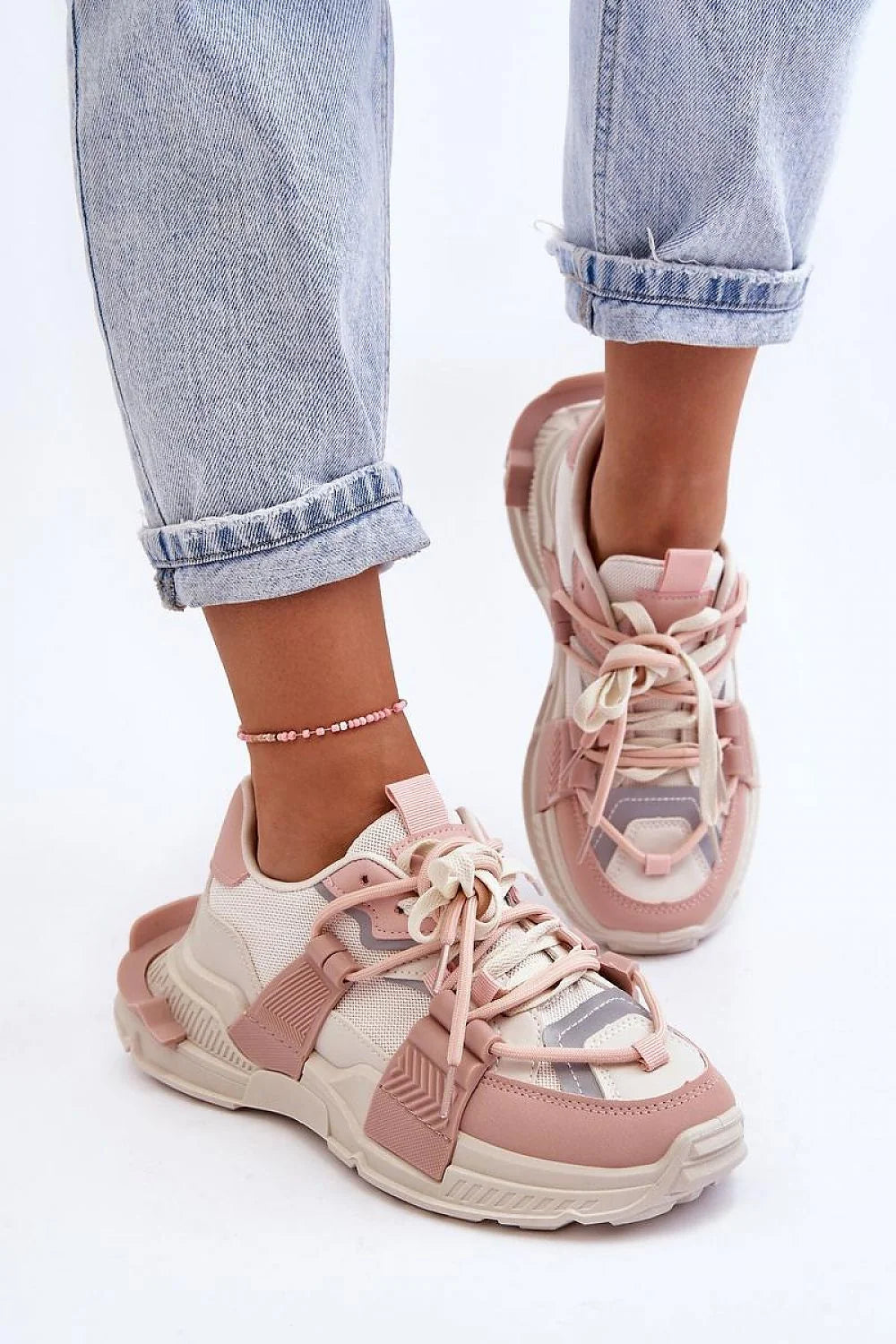 Chaussures de sport Step in style femmes cuir écologique textile semelle épaisse talon plat confortable mode urbain
