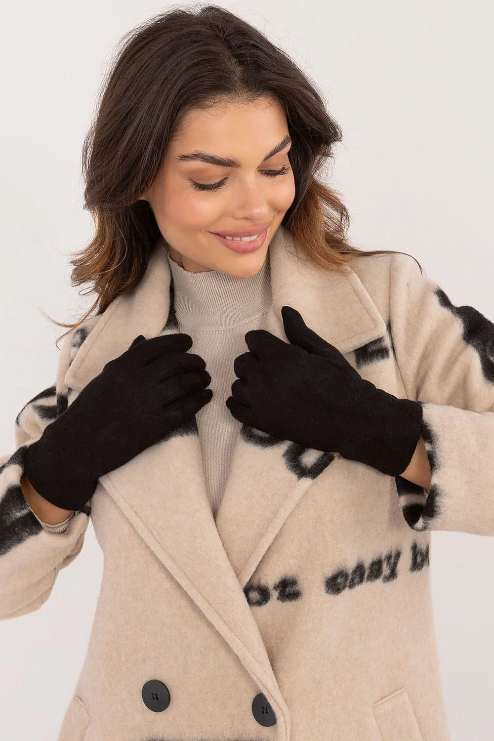 Gants élégants pour femmes en tissu isolant motif géométrique fleurs brodées manches longues coupe ajustée style classique