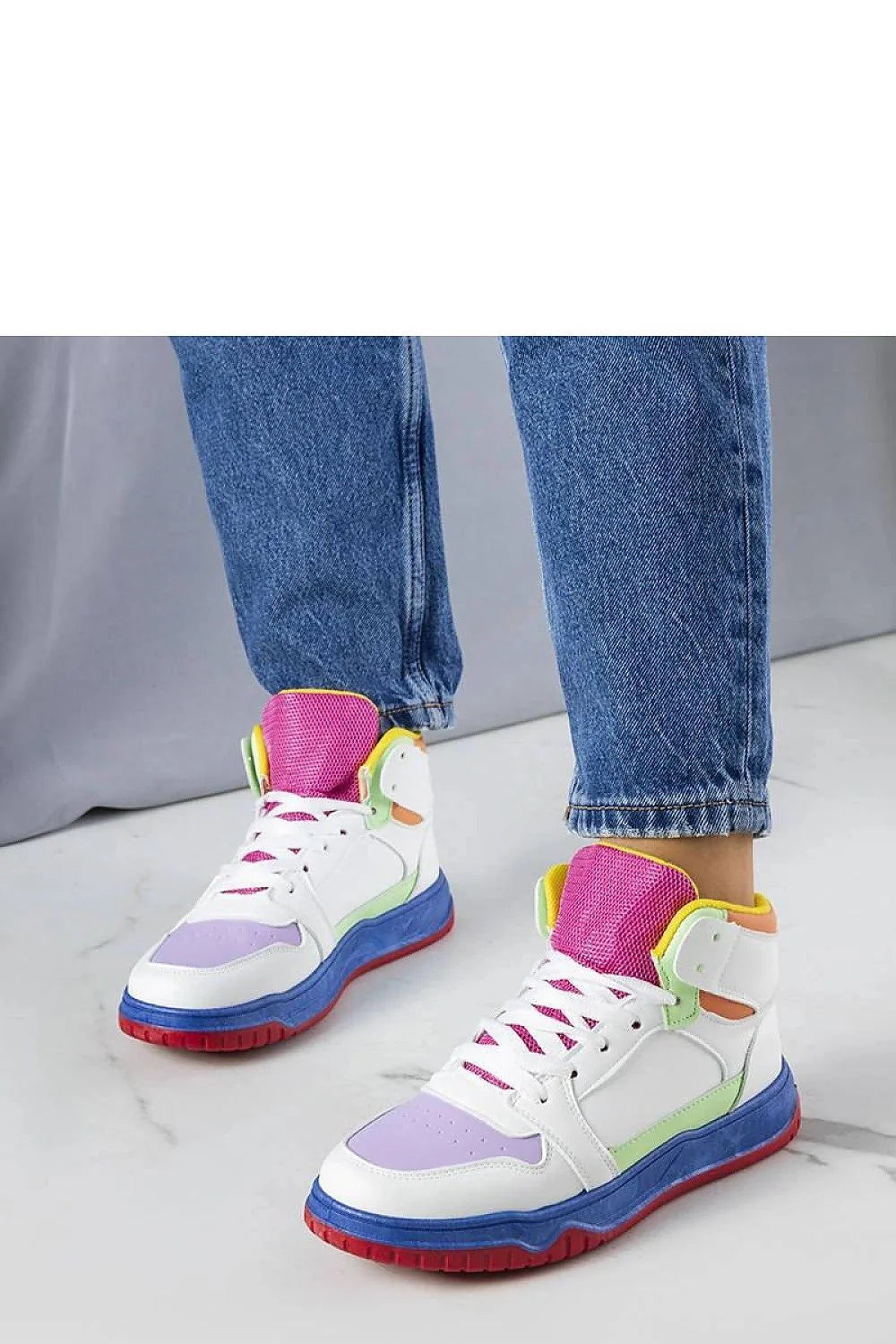 Baskets montantes Solea colorées femmes design moderne été 2023 cuir synthétique confort blanc rose violet vert lime bleu rouge