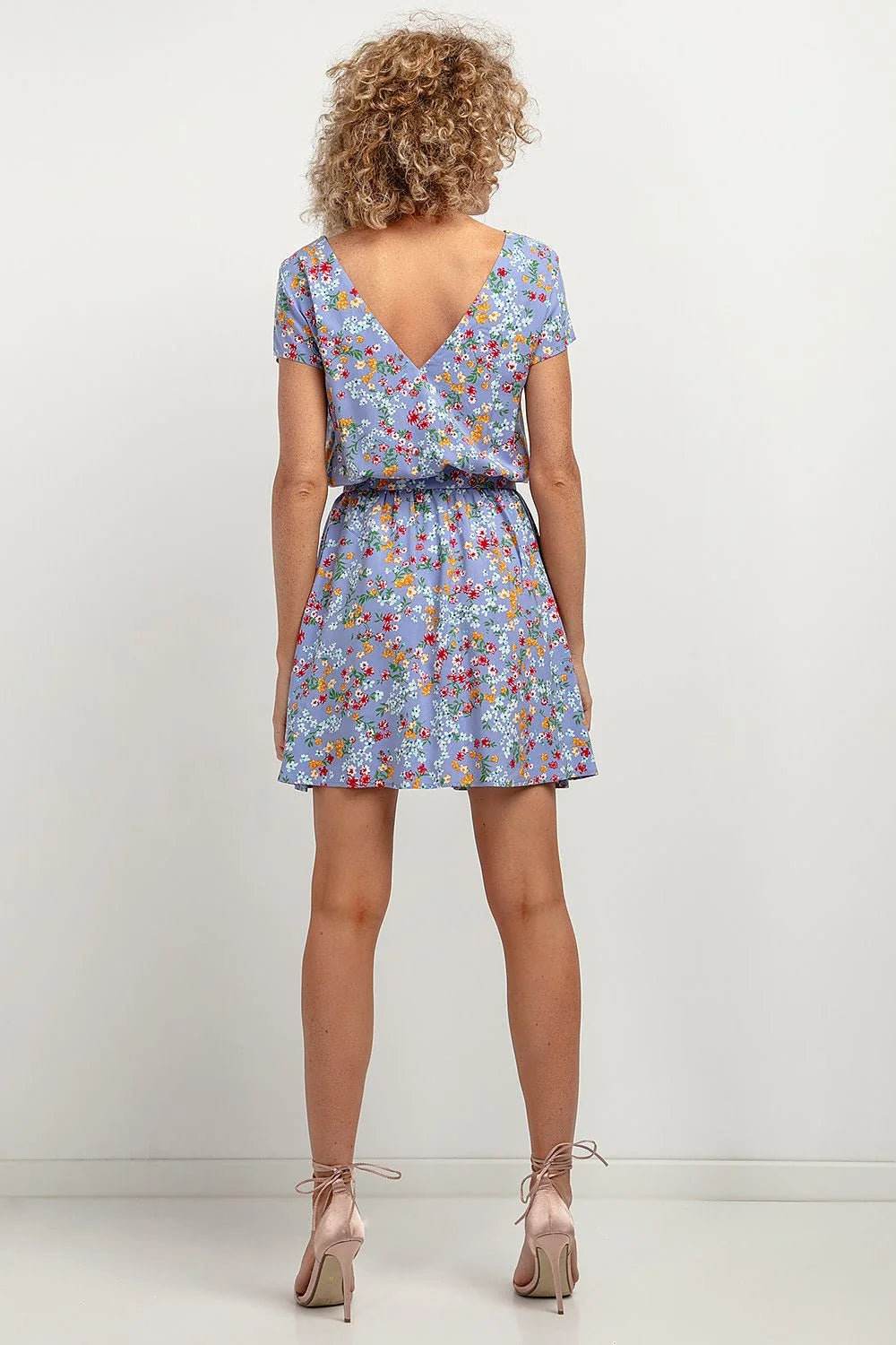 Robe de jour Tessita fleurie multicolore coton polyester light blue femme occasion estivale taille ajustable