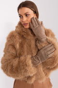 Gants élégants pour femmes à fleurs brodées téléphone compatible polyester spandex manteau fausse fourrure hiver style sophistiqué