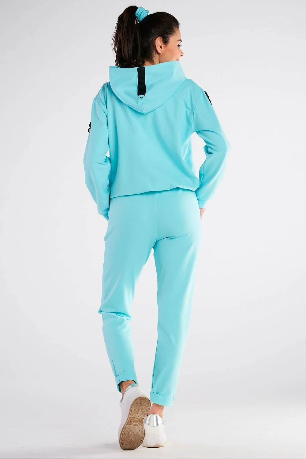 pantalon survêtement ample noir sport chic femme coton élasthanne taille élastiquée cordon intérieur fuselé chevilles resserrées molletonné doux confortable urbain