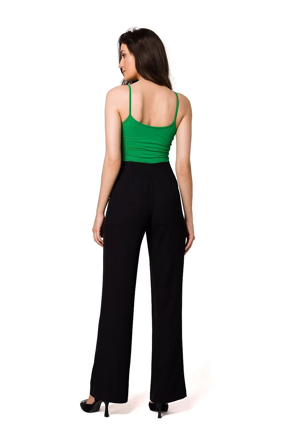 Pantalon femme Makover puissant confortable élégant sans poches fermeture glissante taille haute couleur noire polyester 95 élasthanne 5 coupe large