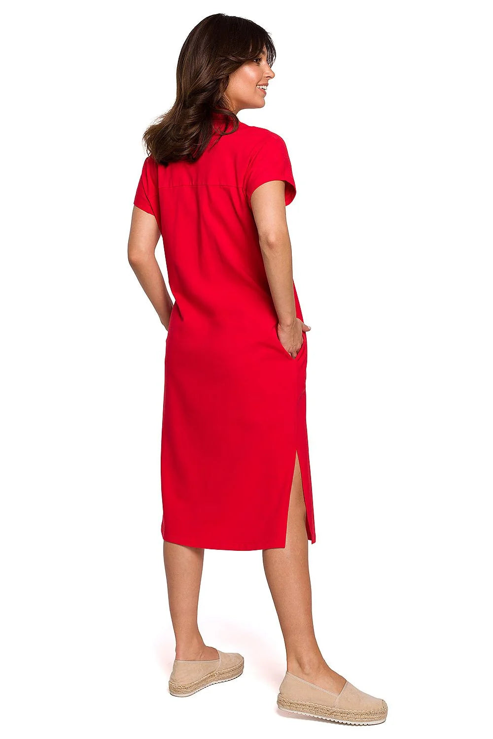 Robe casual en coton jaune moutarde style polo décontracté manches courtes pour femme élégante