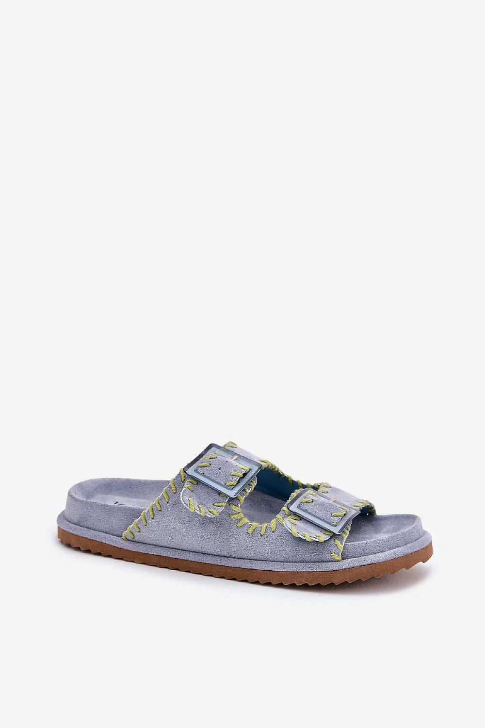 Sandales femme design moderne comfort suédine écologique boucles rectangulaires style casual-chic occasion été vacances