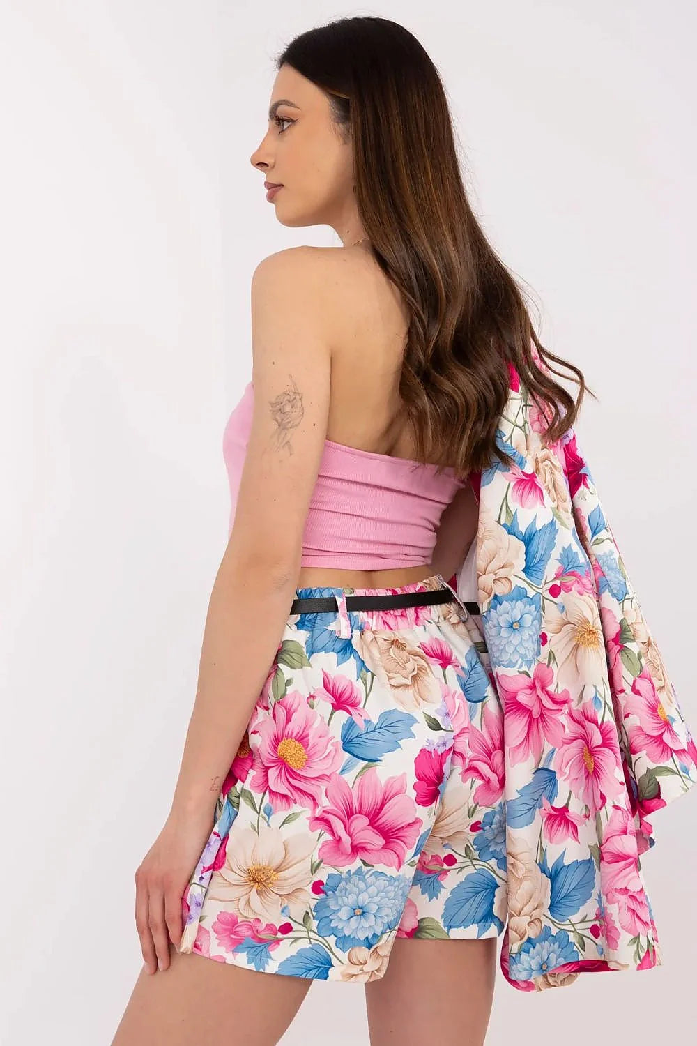 Ensemble féminin Italy Moda blazer manches longues short floral motif floral coloré polyester printemps été