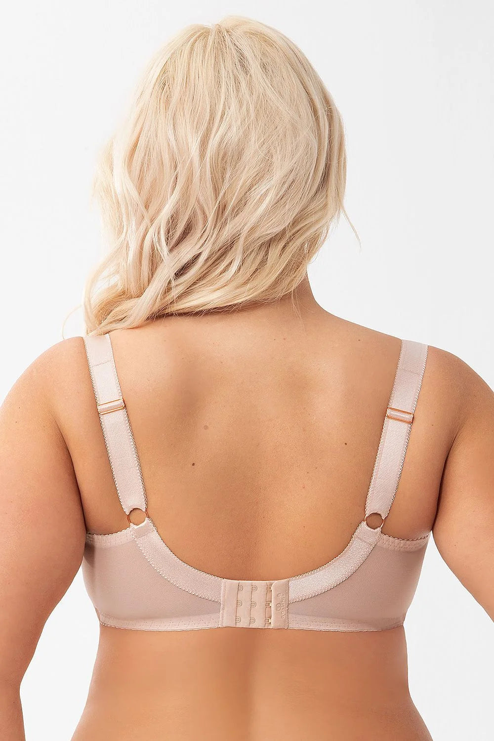 Soutien-gorge Gorsenia élégant fonctionnel doux maintien excellent tulle solide armatures inférieures latérales coutures plates ruban plié bretelles réglables fermeture dos nude floral