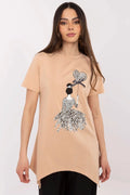 T-shirt ample pour femme design moderne artistique motif léopard coupe asymétrique longueur standard col rond matériau confortable