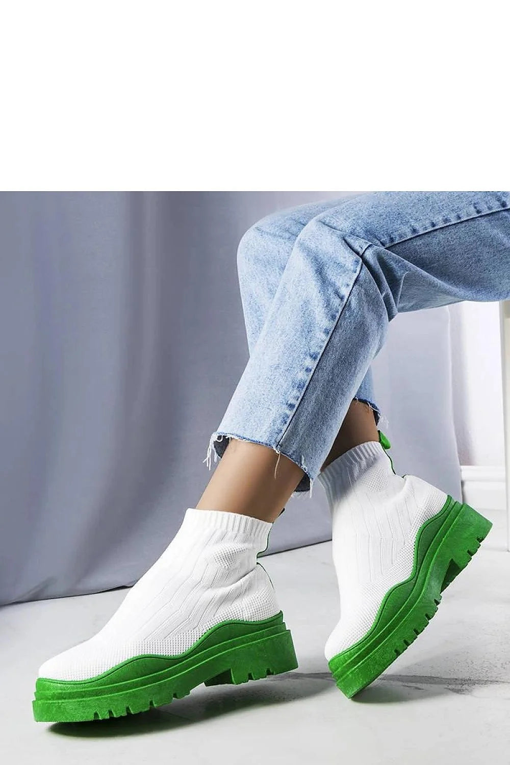 Bottines pour femmes design moderne audacieux semelle verte plateforme épaisse ajustement chaussette