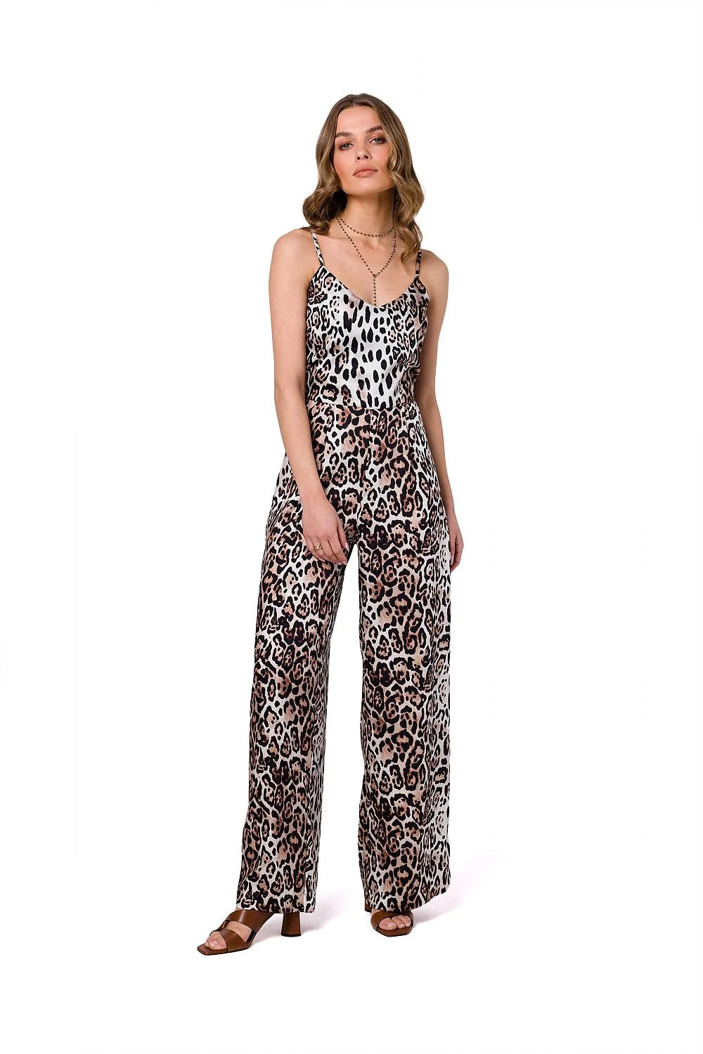 Combinaison Stylove été bretelles fines satin imprimé animalier polyester 100% femmes taille ajustable style moderne chic occasion été soir