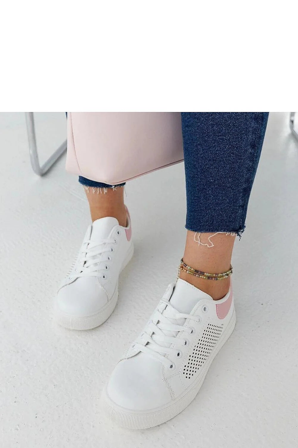 Baskets Solea femme mode été confort cuir écologique blanc rose design moderne épuré style casual élégance