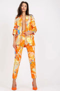 Veste artistique audacieuse pour femme en polyester satiné coupe droite épaules structurées manches longues sans bouton