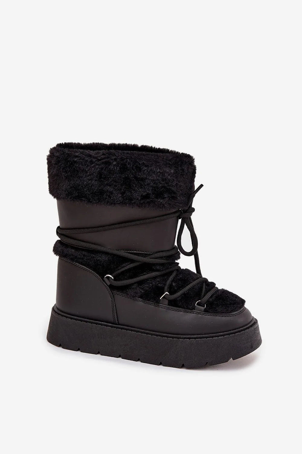 bottes neige femme plateforme similicuir fourrure doublure chaude lacets oeillets semelle crantée chunky urbaine maintien cheville isolante confortable élégante antidérapante