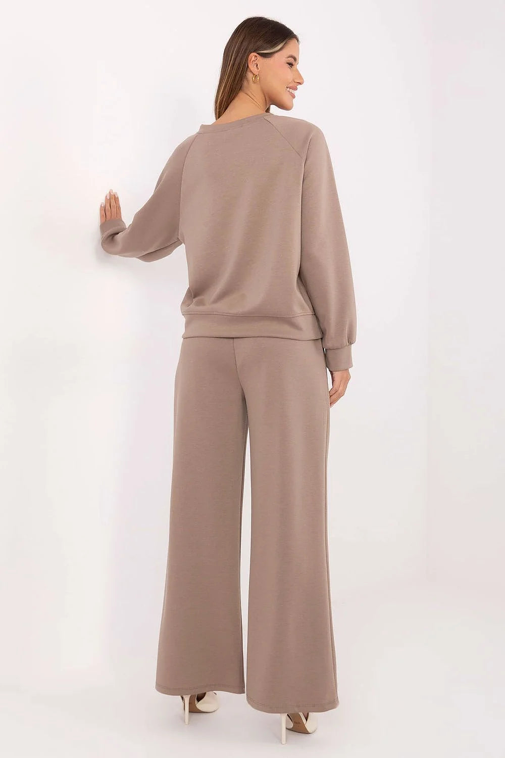 ensemble survêtement femme beurre doux viscose polyester élasthanne extensible oversize sweat col rond manches longues pantalon taille haute poches latérales