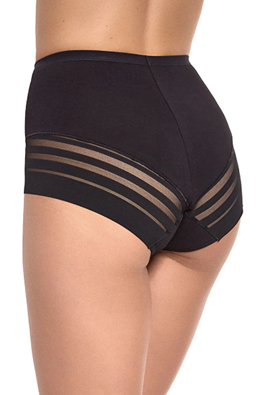 culotte taille haute dentelle noire gainante sculptante maintien abdominal maille stretch tulle transparent respirante coton elasthanne finition invisible