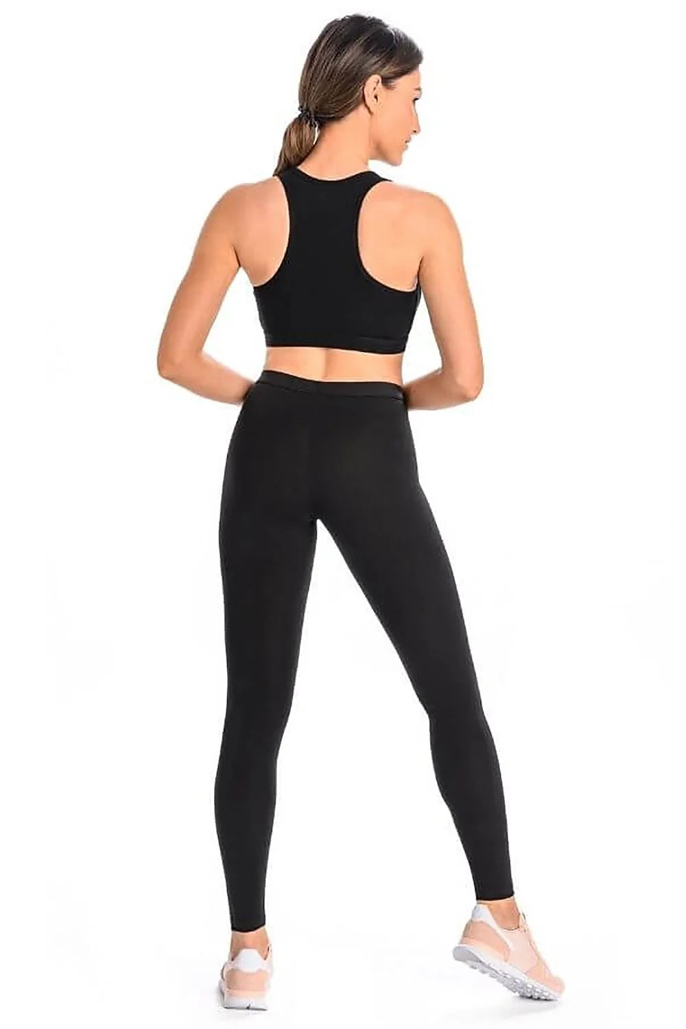 leggings longues Teyli taille haute extensible coton spandex noir moulant gainant ceinture élastique confort durable respirant fitness yoga running